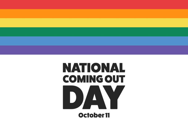 National Coming Out Day. October 11. Holiday concept. Template for background, banner, card, poster with text inscription. Vector EPS10 illustration. - Vector, Image