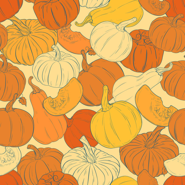 Seamless pattern with multicolored pumpkins - Vektor, obrázek