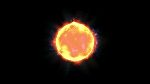 The Bright yellow sun of our solar system realistic 3D rendering with solar flares and beautiful particles - Footage, Video
