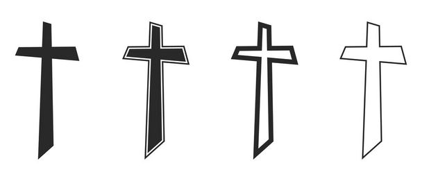 Set of Christian Cross icons. Vector Crosses icons isolated. Vector illustration. Various black religion Crosses. - Vector, Image