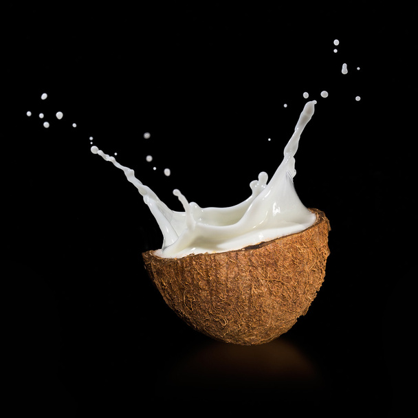 Cocos con salpicaduras de leche
 - Foto, Imagen