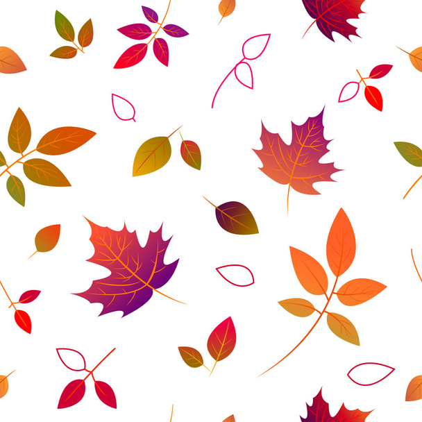 Web. jasně barevné podzimní listí na bílém pozadí. padající listy. červené listy. javorové listy - Vektor, obrázek