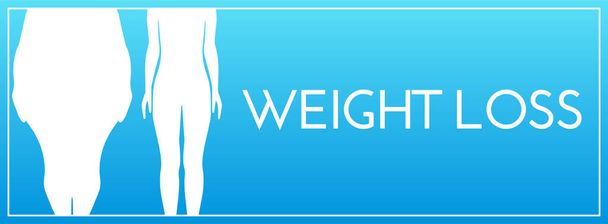 重量損失ウェブバナーイラスト付き女性シルエット - ベクター画像