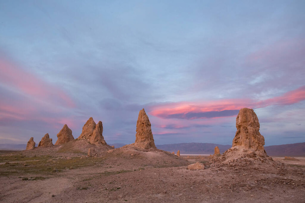The beautiful view of Trona Pinnacles in California during sunset - 写真・画像