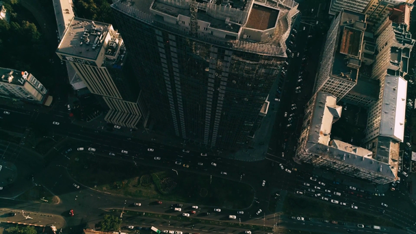 Aerial view of city architecture and traffic roads - Footage, Video