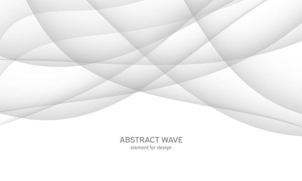 Fondo blanco abstracto con líneas grises suaves, ondas. Moderno y de moda. Gradiente geométrico. Ilustración vectorial - Vector, imagen