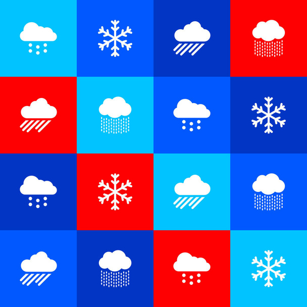 Set Cloud with snow, Snowflake, rain and  icon. Vector. - Vector, Image