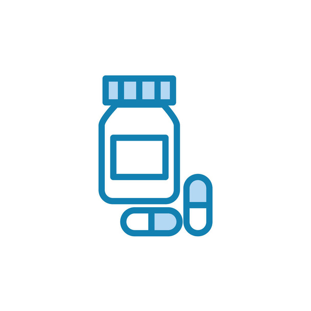 Ilustración Vector gráfico del icono del frasco de medicina. Apto para botella, médico, farmacia, salud, contenedor, etc.
. - Vector, Imagen