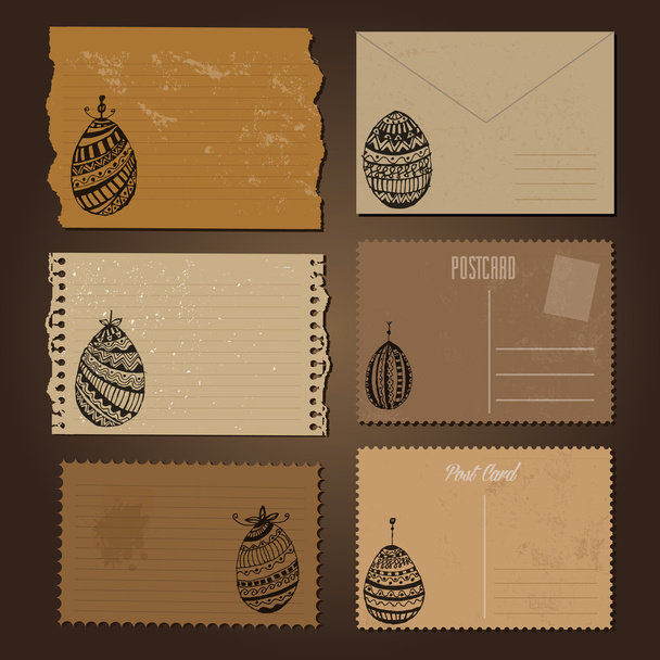 Happy Easter eggs in old background - Vector, Image