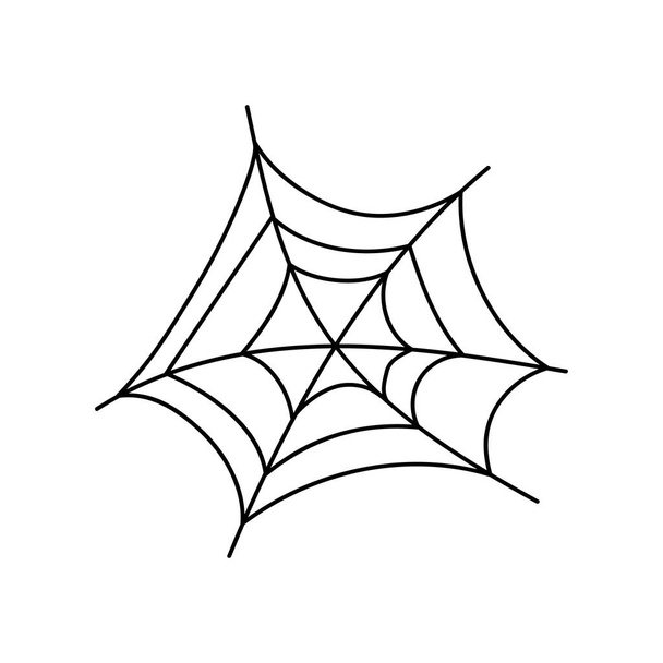 Doodle Spider web ikon elszigetelt fehér. Halloween szimbólum. Sketch vektor állomány illusztráció. EPS 10 - Vektor, kép