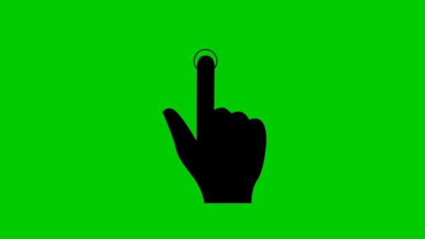 El imlecinin animasyon sembolü. İşaret parmağı tıklamaları. Yeşil arkaplanda izole edilmiş vektör düz illüstrasyon.  - Video, Çekim