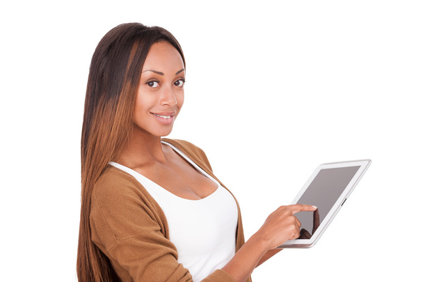 African woman holding a digital tablet - Zdjęcie, obraz
