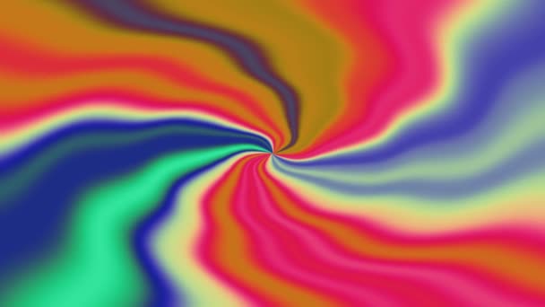 Fuente de efecto de presentación de diapositivas de giro suave con formas de hélice. Coloridas líneas dobladas alrededor del medio - Imágenes, Vídeo