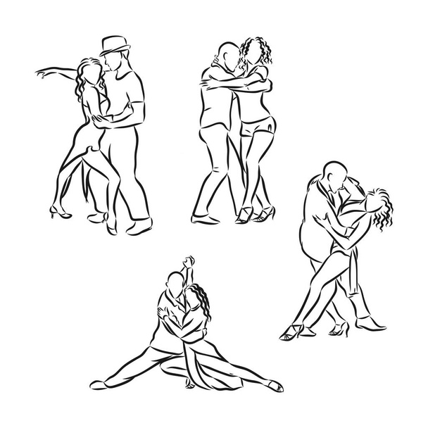 Ilustração vetorial de casais dançarinos de salão - Vetor, Imagem