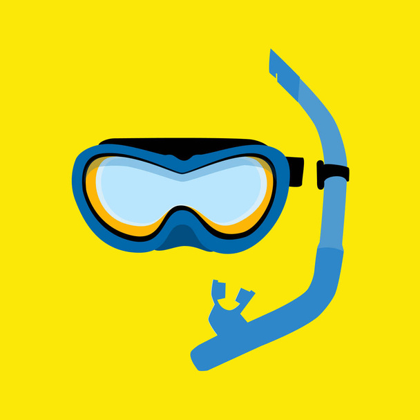 Blue diving maks, diving tube, swimming equipment, snorkeling - 写真・画像