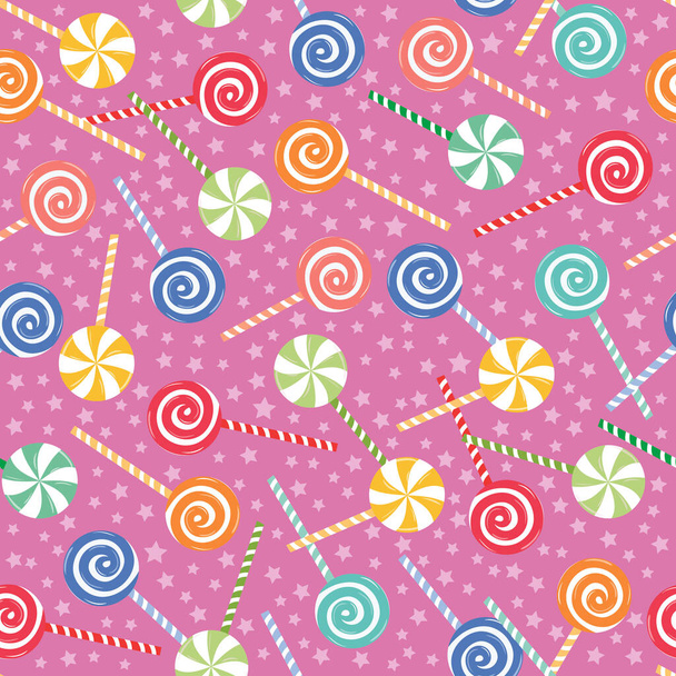 разноцветные карамельные конфеты. бесшовный шаблон. для печати на оберточной бумаге, подарочных коробках, для украшения дней рождения - Вектор,изображение