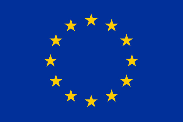 Drapeau national de l'Union européenne. Le symbole principal d'un pays indépendant. Drapeau de l'Union européenne. Un attribut de la grande taille d'un État démocratique. Illustration du drapeau de l'Union européenne. 2020 - Photo, image