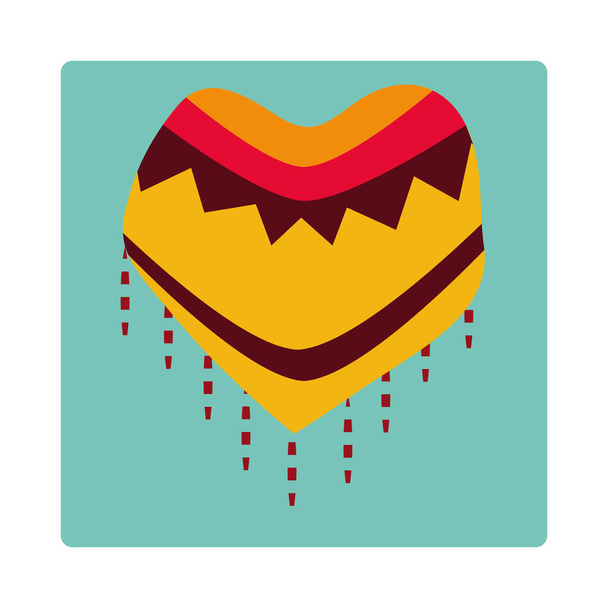 day of the dead, mexican poncho clothes traditional, icon block and flat - Vector, Image