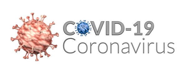 Bactérie Coronavirus avec inscription COVID-19 Coronavirus isolé sur fond blanc Illustration 3d - Photo, image