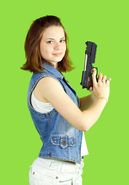 Girl with gun - Фото, зображення