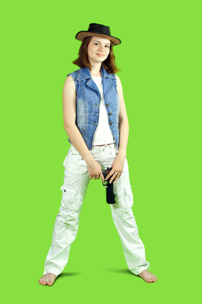 Girl holding gun - Fotó, kép