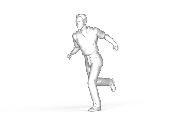 Hombre corriendo - gráficos en blanco y negro sobre fondo blanco - Ilustración 3D - Foto, imagen