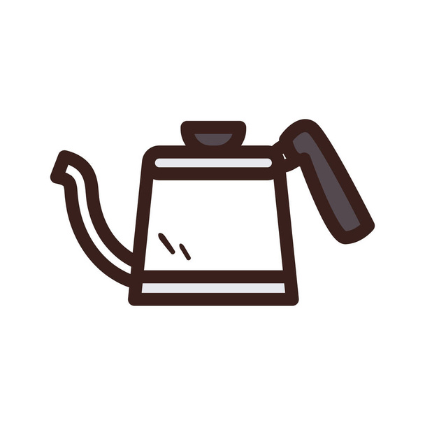 ligne de bouilloire de café et design vectoriel icône de style de remplissage - Vecteur, image