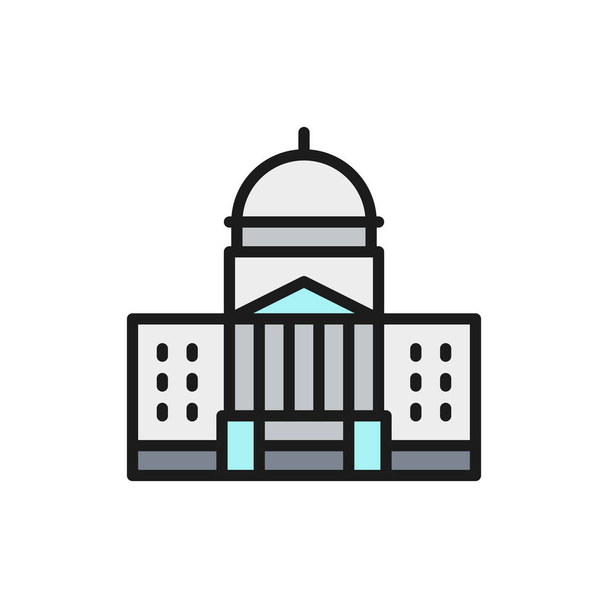 White House, courthouse flat color line icon. - Vector, Image