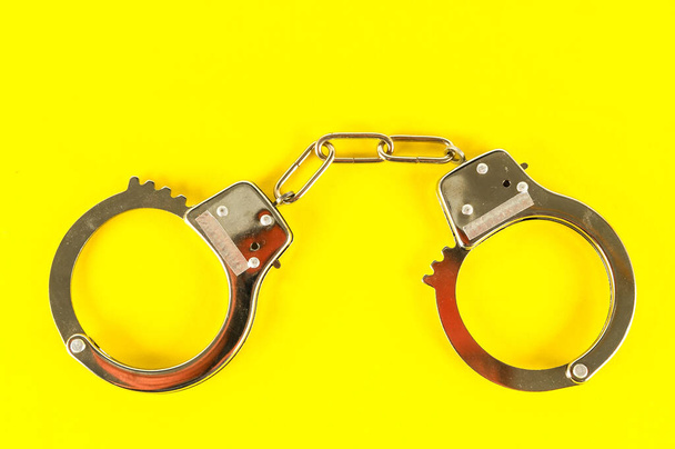 Close-up of handcuffs Object on a White Background - Photo, Image
