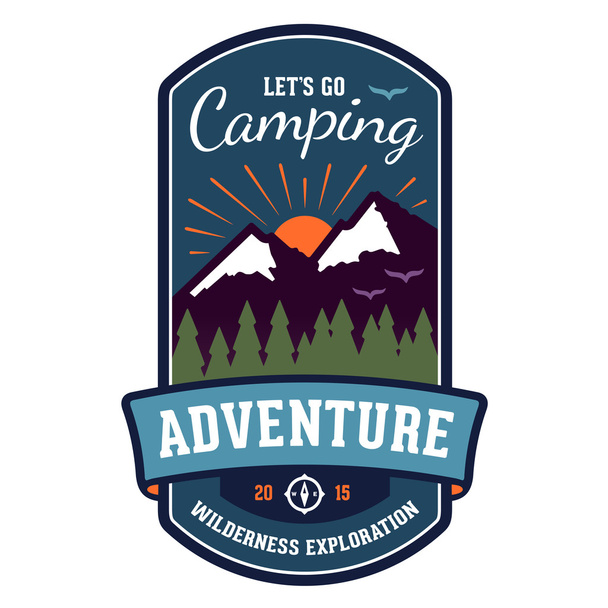 Camping adventure badge emblem - Vector, Image
