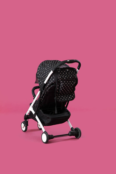Modern baby stroller on color background - Fotografie, Obrázek