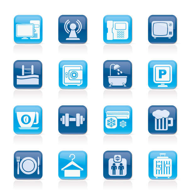 Hotel Amenities Services Icons - Вектор, зображення