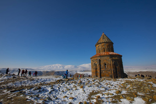 Historische Ani ruïnes en winterlandschappen, Kars, Turkije - Foto, afbeelding