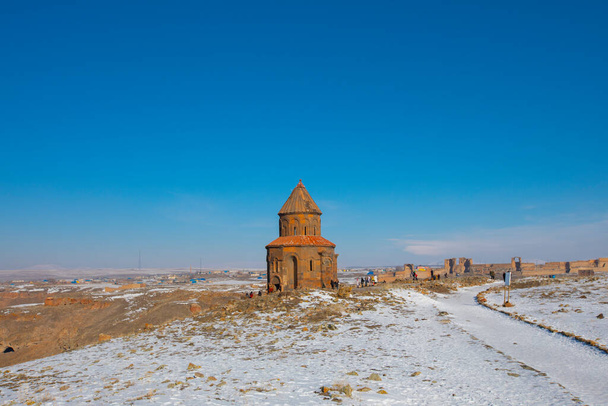 Исторические руины Ани и зимние пейзажи, Карс, Турция - Фото, изображение