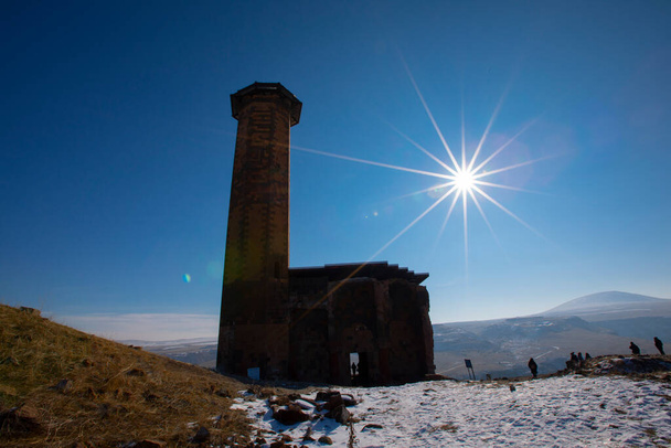 Történelmi Ani romok és téli tájak, Kars, Törökország - Fotó, kép
