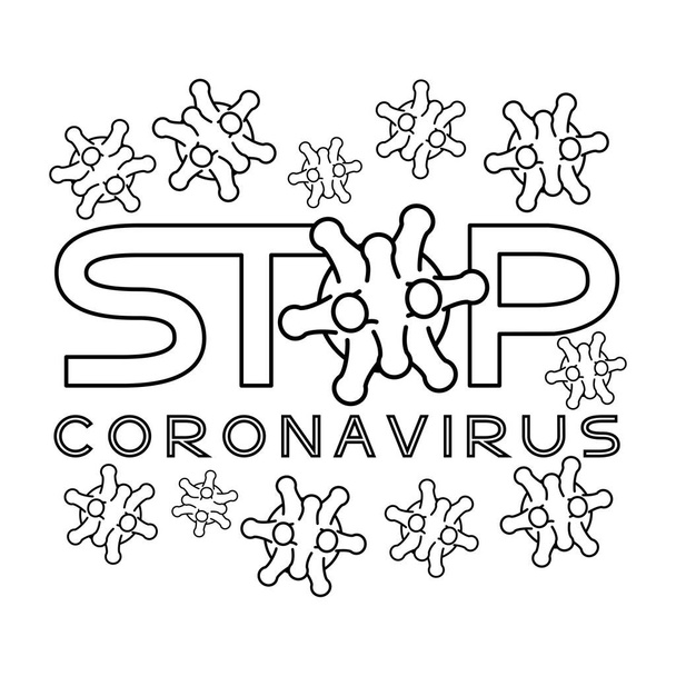 Outline sign on white background stop coronavirus. - Vettoriali, immagini