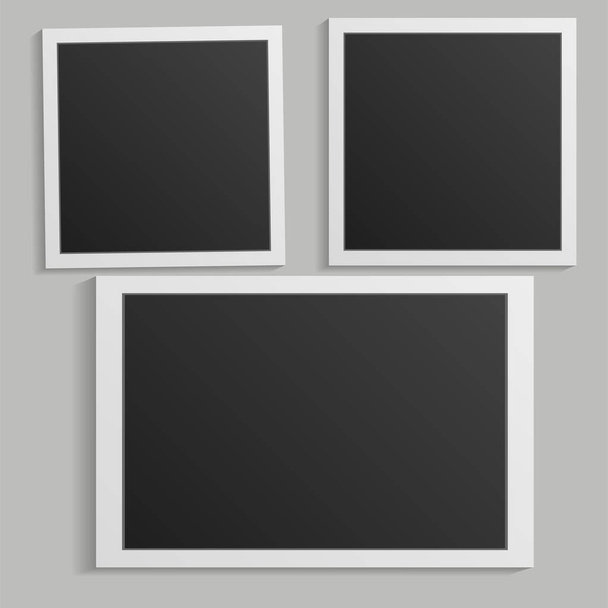 Moldura de foto em preto e branco com sombras isoladas em fundo branco. Ilustração vetorial - Vetor - Vetor, Imagem