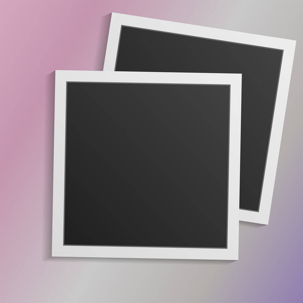 Schwarz-weißer Fotorahmen mit Schatten auf weißem Hintergrund. Vektorabbildung - Vektor - Vektor, Bild