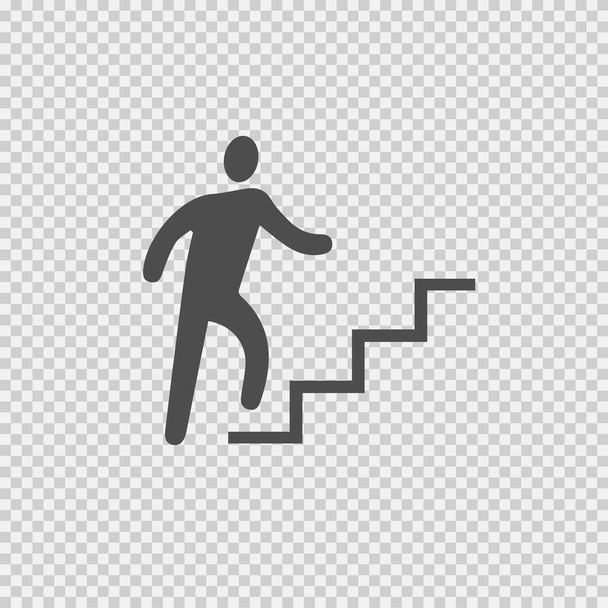 Μεταφορά επιτυχίας καριέρας. Επιχειρηματίας στις σκάλες τρέχει μέχρι εικονίδιο διάνυσμα eps 10. - Διάνυσμα, εικόνα