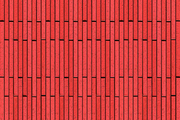 Çizgili ve pürüzsüz arkaplanı olan modern kırmızı taş duvar. - Fotoğraf, Görsel