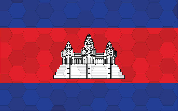 Camboya bandera ilustración. Gráfico de bandera camboyana futurista con vector de fondo hexágono abstracto. Bandera nacional de Camboya simboliza independencia. - Vector, imagen