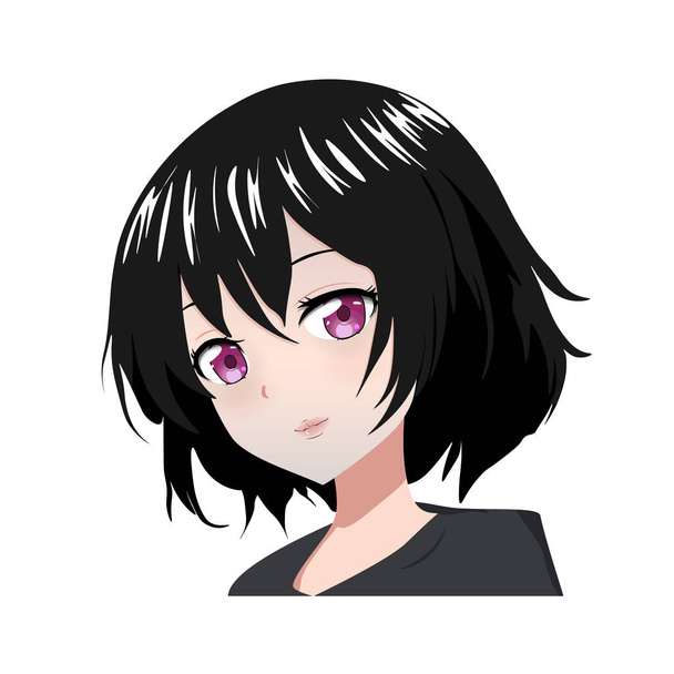 Anime portré egy lány japán stílusú vektor arc  - Vektor, kép