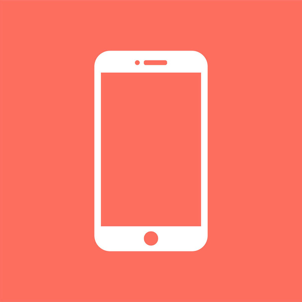 Smartphone mockup with blank screen. White vector frameless smart phone, cellphone isolated on living coral background - Vector, Image