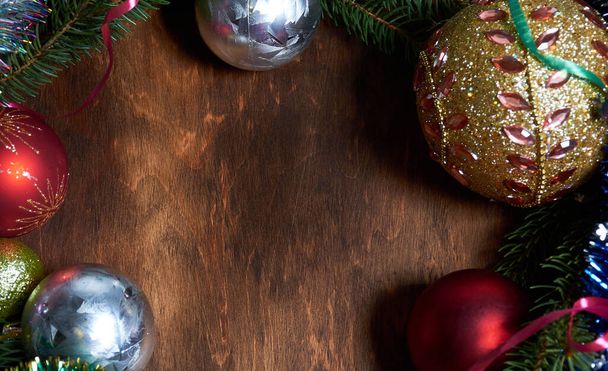 Christmas tree branches decorated with Christmas decorations - Valokuva, kuva