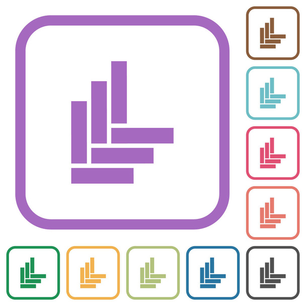 Patrón de parquet iconos simples en marcos cuadrados redondeados de color sobre fondo blanco - Vector, Imagen