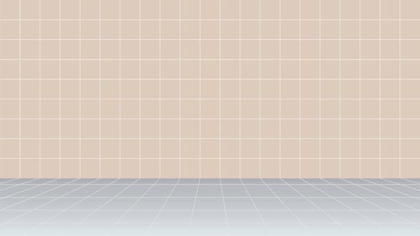 carrelage mural en céramique pour le fond de l'architecture, carrelage plancher brun pastel couleur à l'intérieur de la pièce, carrelage mural illustration brun pastel doux, carrelage mosaïque et plancher vide - Vecteur, image
