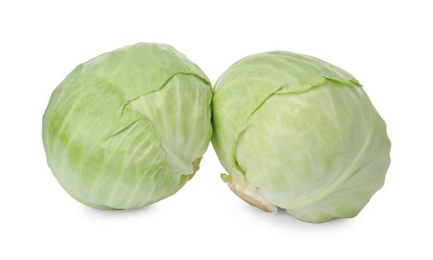 Whole fresh ripe cabbages isolated on white - Photo, Image