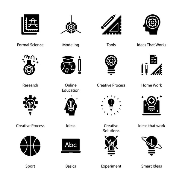 Iconos del glifo de la educación en línea - Vectores - Vector, Imagen