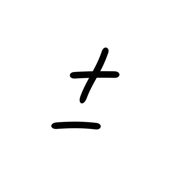 Mais design de sinal de menos, símbolo de mais ou menos, ilustração desenhada à mão - Vetor - Vetor, Imagem