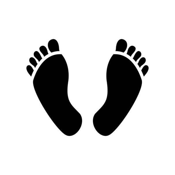 Ihmisen jalka tulostaa kuvake, jalka askel symboli, musta siluetti kuvitus - Vektori - Vektori, kuva